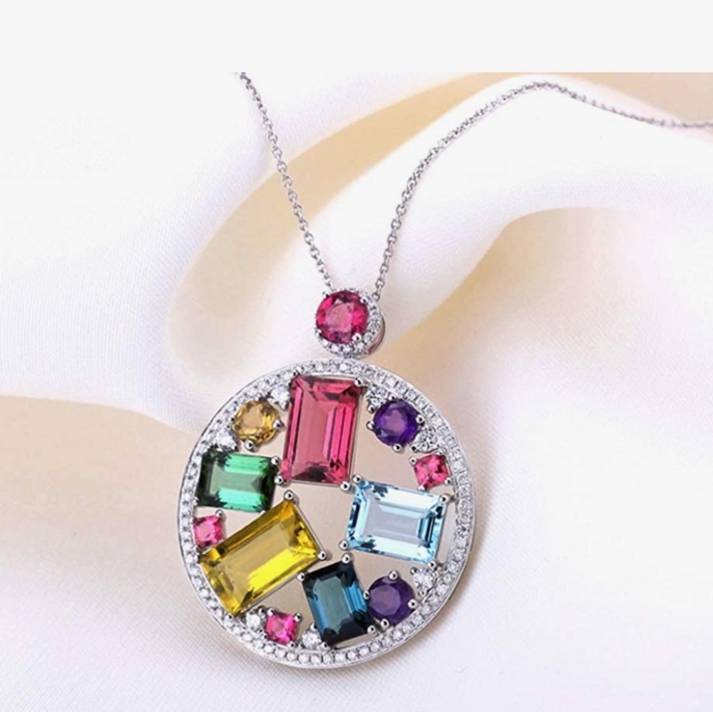 NEW 925 Jeweled Sterling Silver Pendant